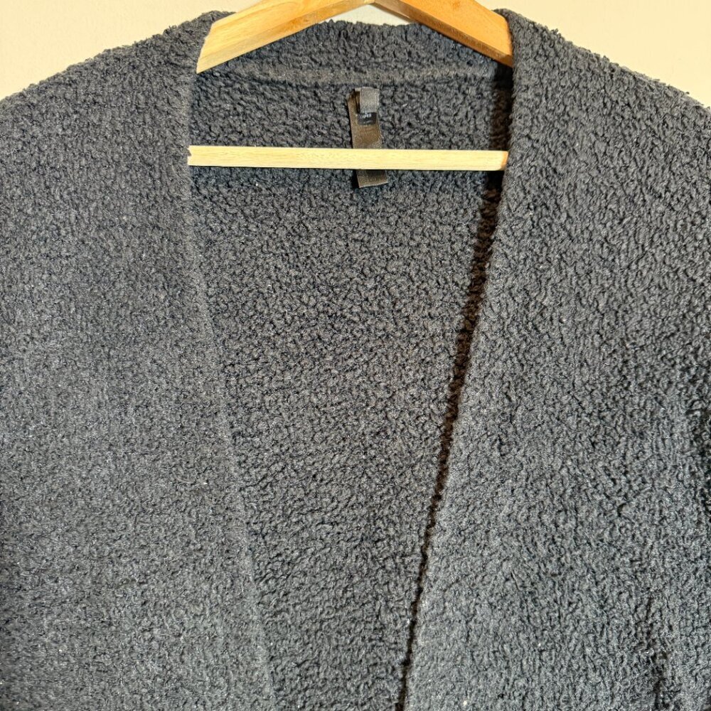 Skims Cozy Collection Teddy Long Robe Women's S/M Black Loungewear Soft Comfy - Picture 6 of 13